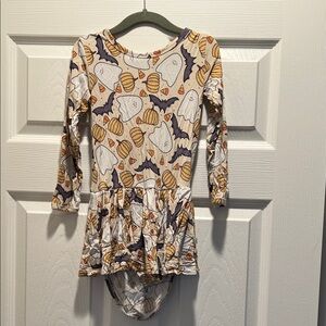Bums & Roses Halloween Long Sleeve Twirl Dress 3T